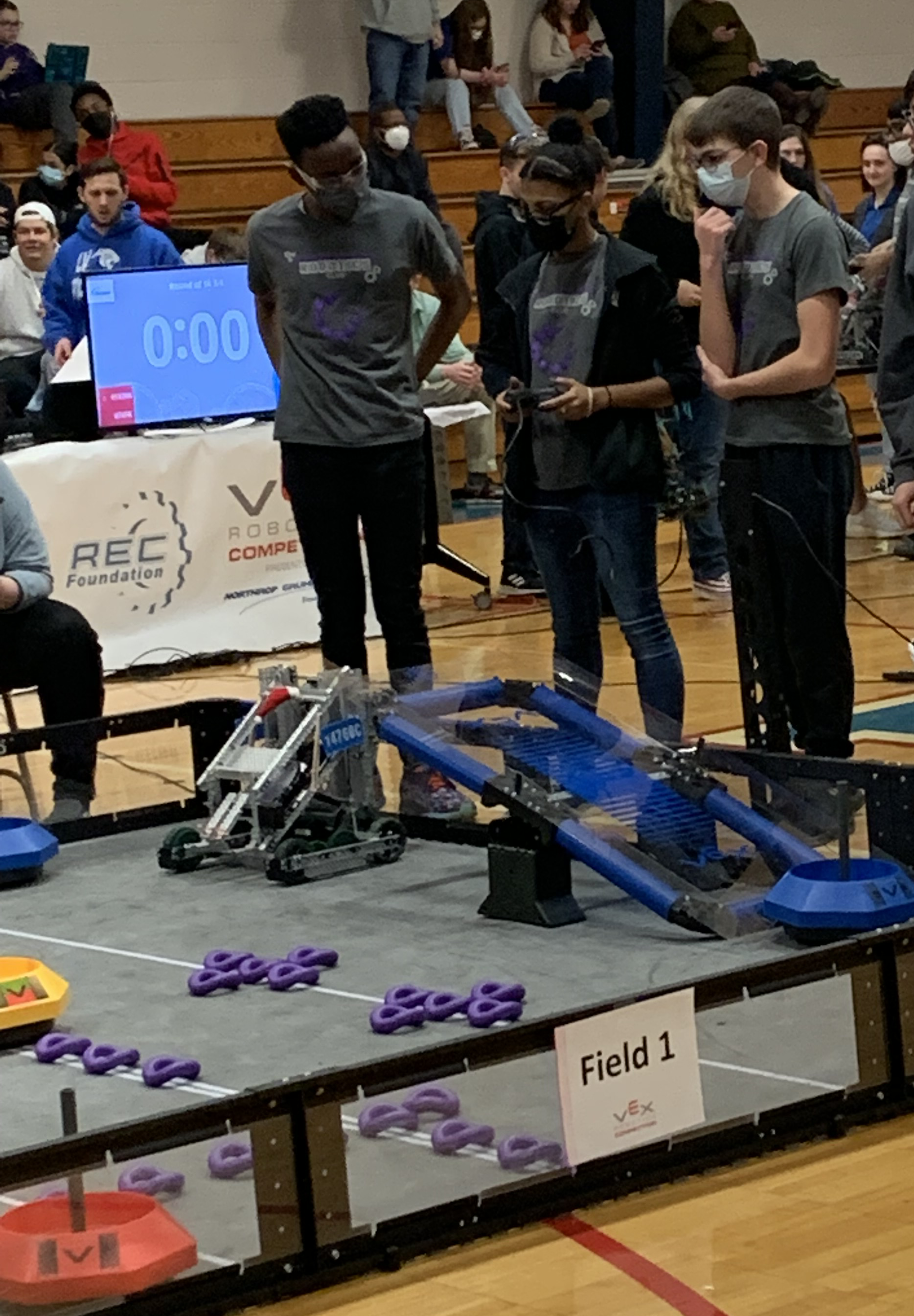 The team focuses during a competition
