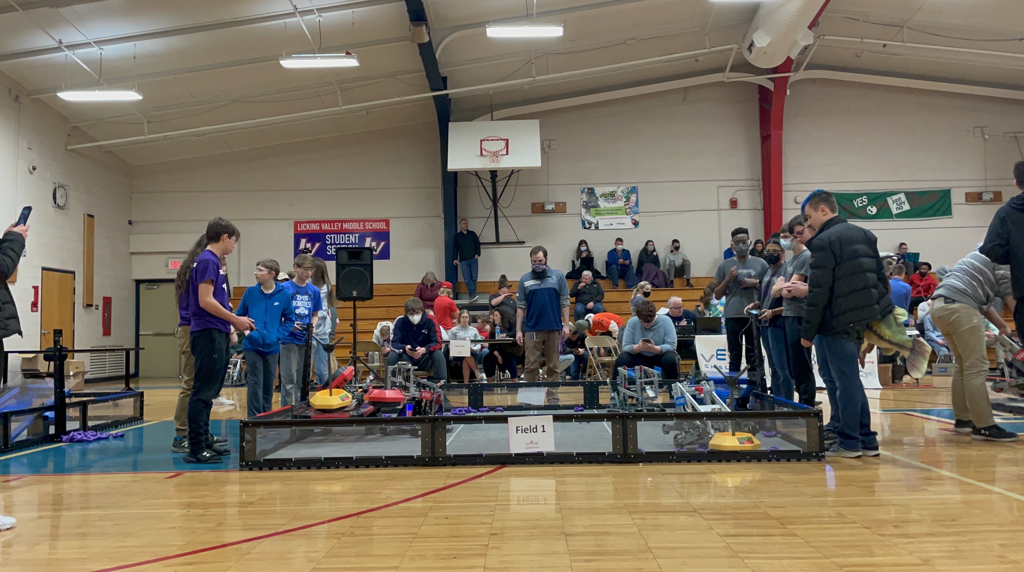 A photo of the PHSN robotics team competing